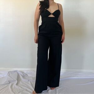 Future Collective by Jenny K Lopez black Strappy cutout wide leg jumpsuit Size 2